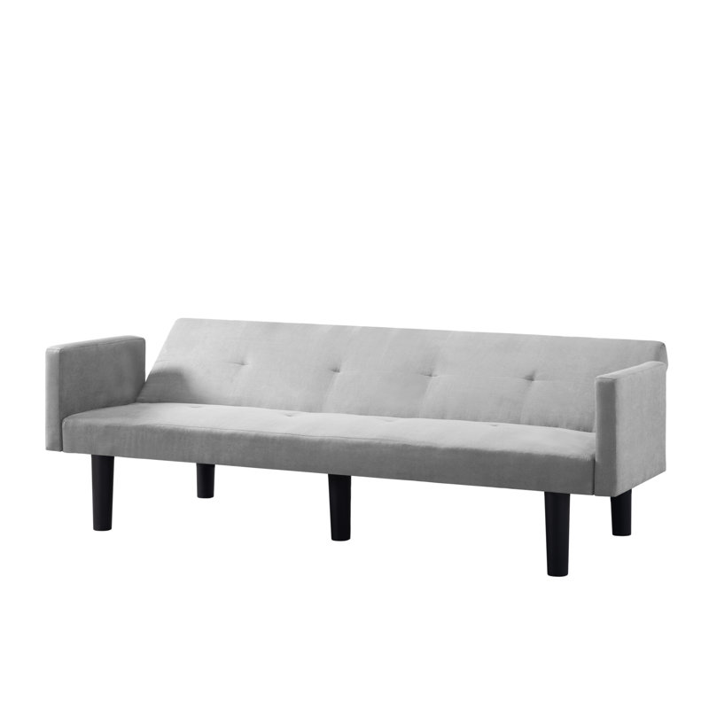 Canapé à accoudoirs carrés de 74,8 po Gershwin, 100 % polyester gris clair