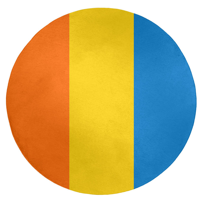 Tapis orange/jaune/bleu tissé à plat Miami, Rond 5 pi