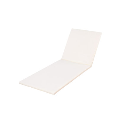 2" Thick Chaise Lounge Cushion In Cream - Waterproof Foldable 2-section Design  - For Poolside, Patio & Garden