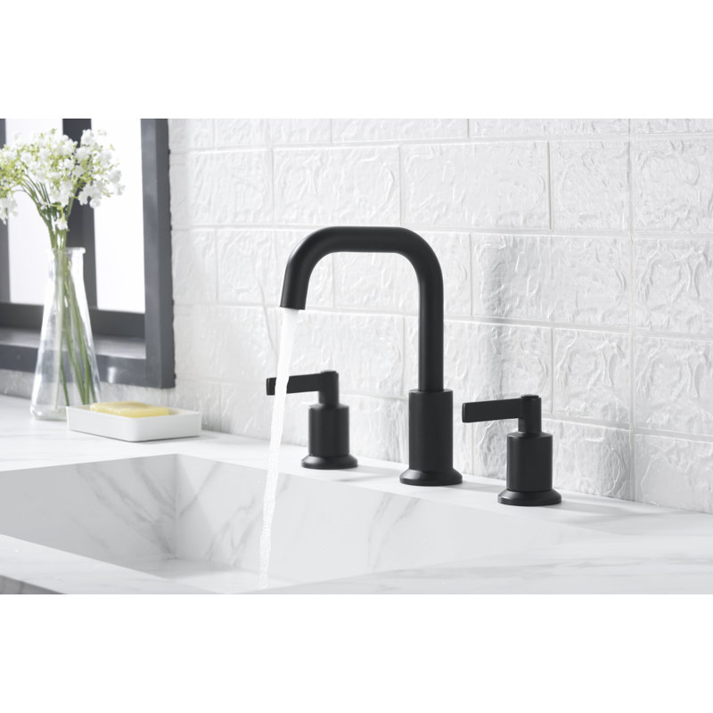 Kree Collection Two-Handle 6" to 10" Widespread Lavatory Bathroom Faucet with Drain Assembly - Matte Black, Matte Black
