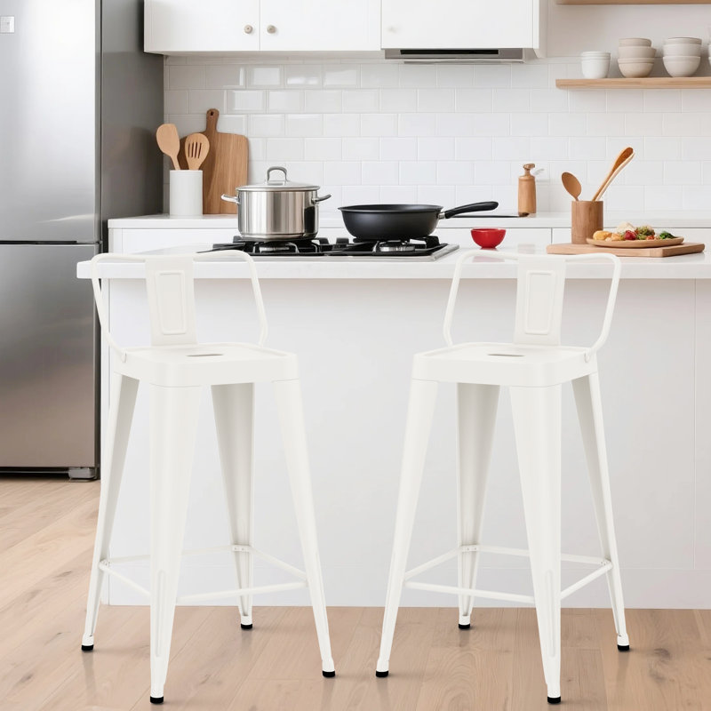 Metal Counter And Bar Stools, Cream, Counter Stool (26” Seat Height)