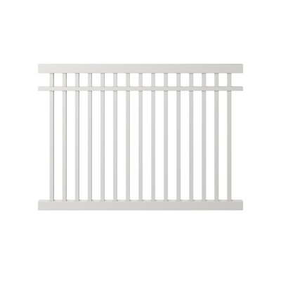 Premium 5 ft. x 7 ft. No Dig White Vinyl 3-Rail Flat Top Pool Fence