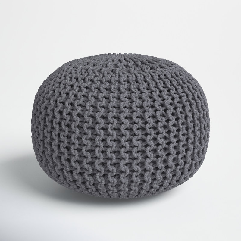 Jaipur Living Spectrum Pouf Textured Gray Round Pouf, Gray