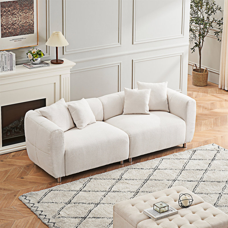 Canapé rembourré avec coussins, Beige