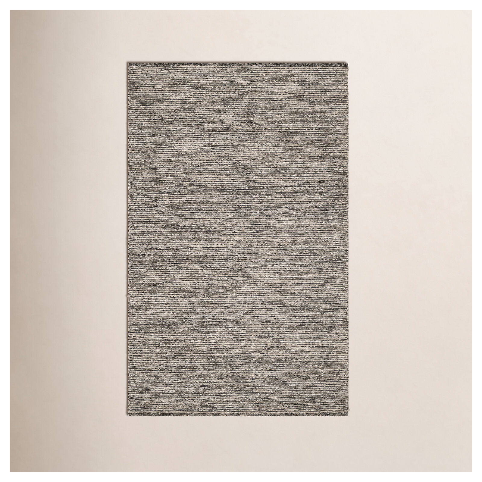 Mixed Stripe Black/Ivory Handwoven Rug, Rectangle 4' x 6'