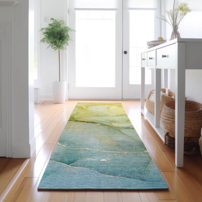 Premium Machine Washable Cerrito AMF508 Green Rug