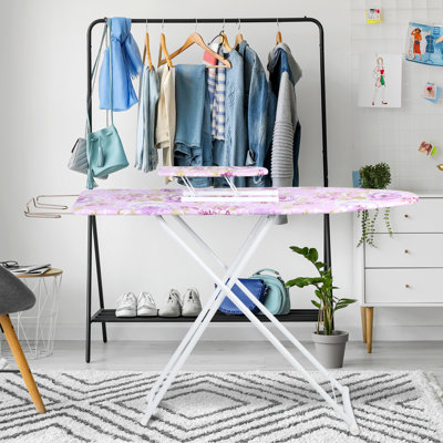 42Inch Ironing Board With Steam Iron Rest Pink