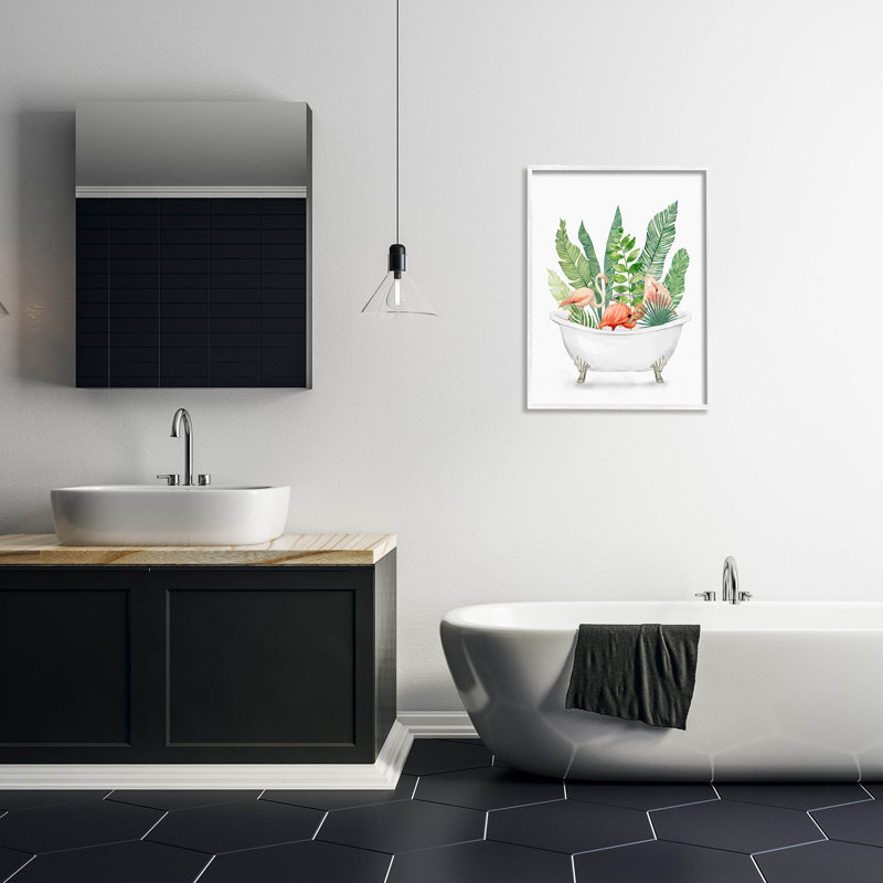 Fleurs tropicales, art de giclée encadrée par Ziwei Li, H 30 po x l 24 po x P 1,5 po, Giclée encadrée blanc bord de mer