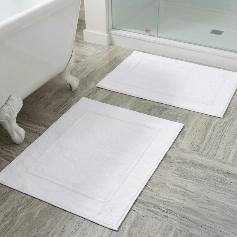 Set of 2 Solid White Bath Mats, 20*32 & 17x24, White