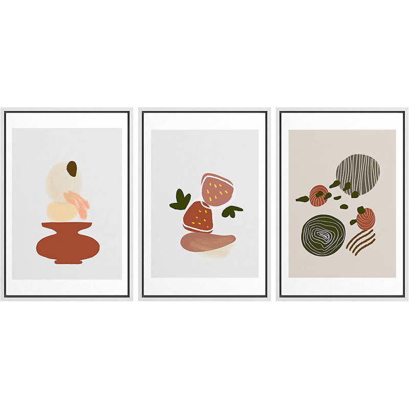 Cadre flottant style Mid-Century, 3 pièces, impression sur toile, H 36 po x l 72 po x P 1,5 po