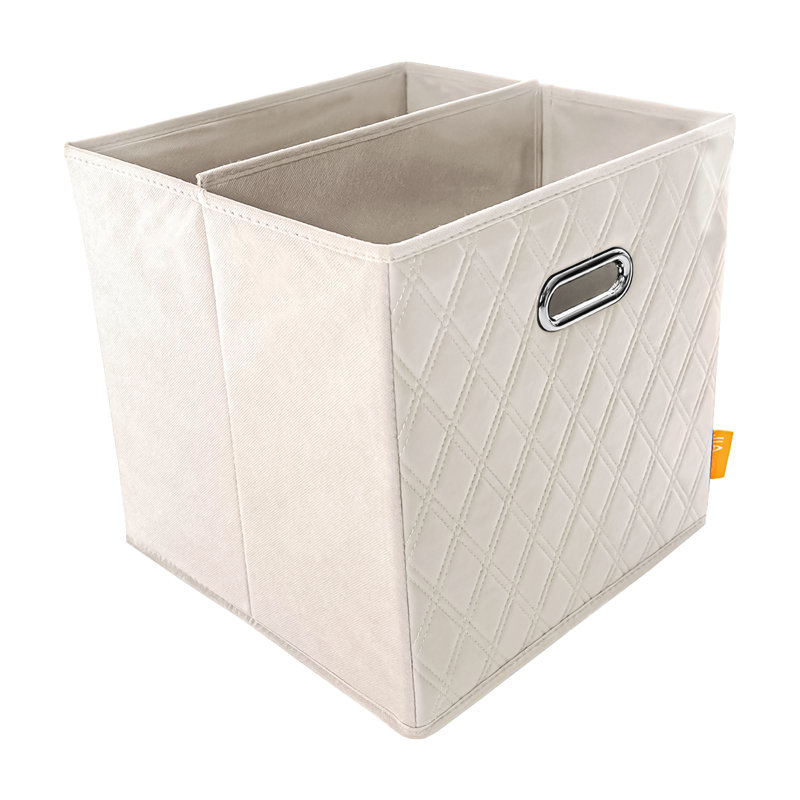 Jiaessentials Faux Leather Cube or Bin Set, 13" H x 13" W x 13" D, Beige