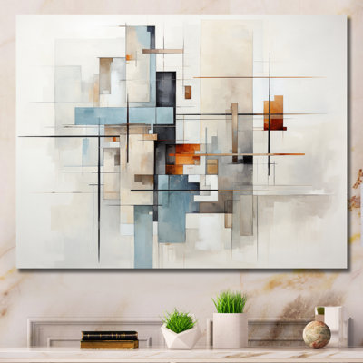 " Beige Teal Suprematism Fragmented Geometries III "