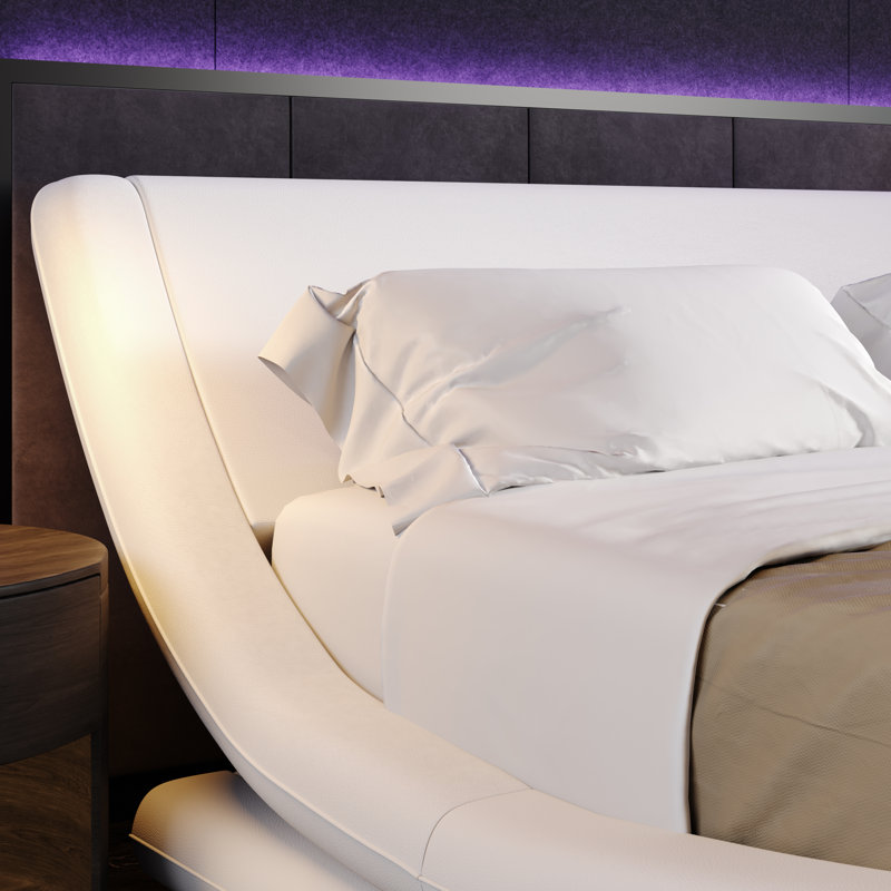 Sewilla Upholstered Platform Bed, White, King
