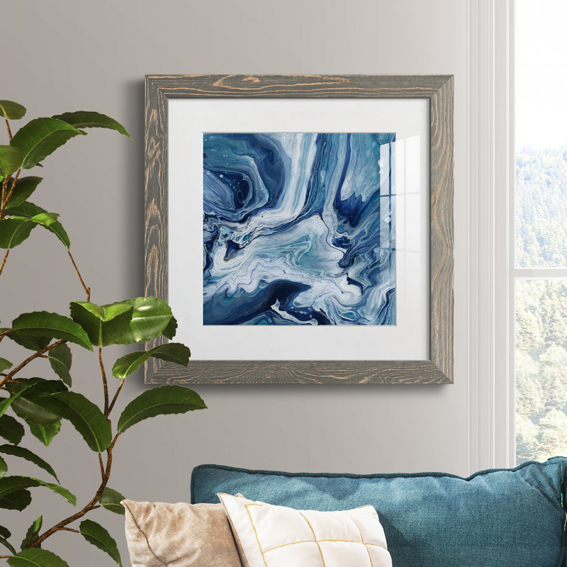 Arranging Sea Glass - peinture encadrée, H 17 po x l 17 po x P 1,5 po, Cadre gris