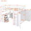 Lit mezzanine double, tiroirs, bureau, garde-robe, détente, pin productif, construction, sans sommier