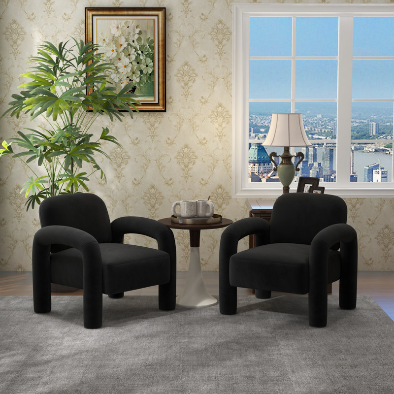Fauteuil Iryanna, Velours noir, 2