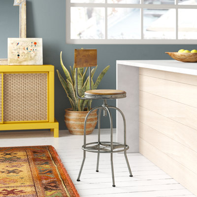 Menara Swivel Adjustable Height Counter Stool with Metal Frame