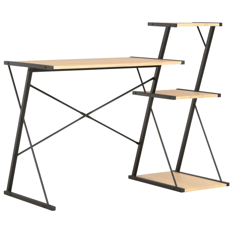 Alexandre Metal Base Writing Desk, Oak, Black