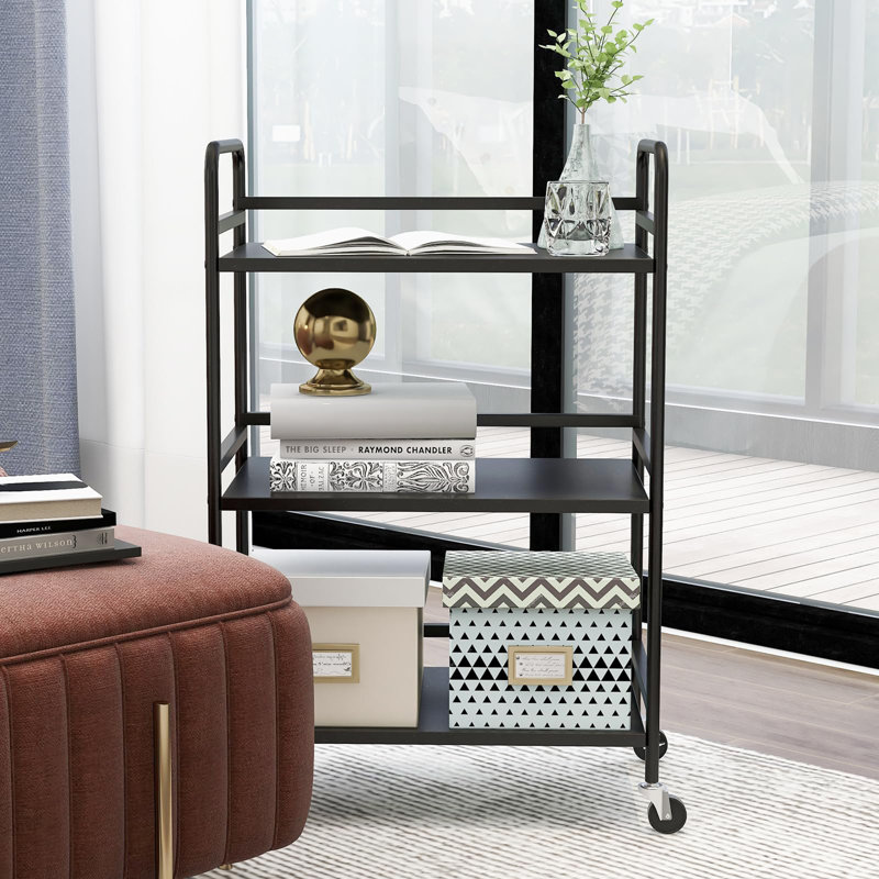 Anizoba 75cm H x 48cm W Utility Cart with Wheels, Black