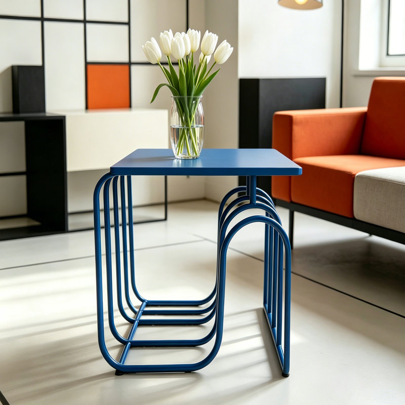 Table de bout carrée moderne., Bleu