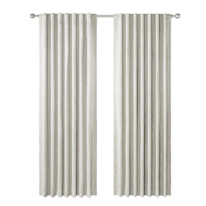 Chenille Blackout Back Tab Curtain Pair(2 panels), 52" W x 84" L, Cream