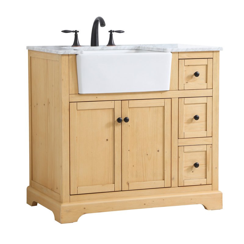 Ensemble de meuble-lavabo simple 36 po Pardue, Bois naturel