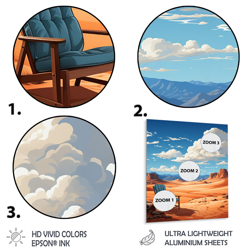 Sunlit Serenity Desert Solitude - désert, art mural en métal, H 40 po x l 30 po x P 1,5 po