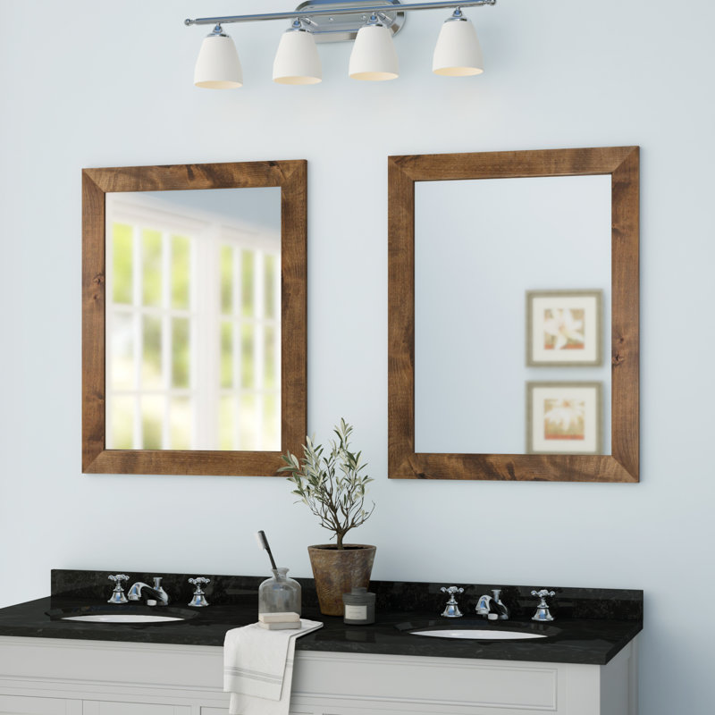 Edna Solid Wood Rectangle Mirror, Brown