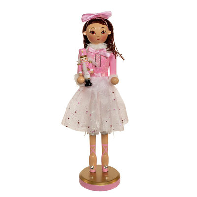 Kurt Adler, casse-noisette rose 12 po avec ballerine brune