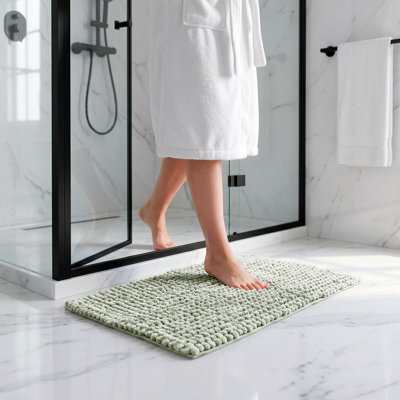 Tapis pour salle de bain Better Trends Indulgence 100% coton, tapis de salle de bain moelleux et absorbant, envers antidérapant, pour douche, baignoire et meuble-lavabo, 17 po x 24 po, sauge foncé