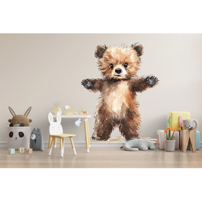 Cute Bear Wall Art, Bear Nursery Decor, Woodland Animal Art 171Mv