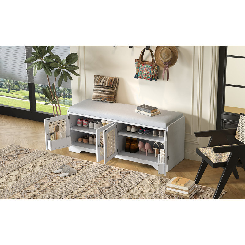 Banc de rangement Rustic, Beige / Blanc