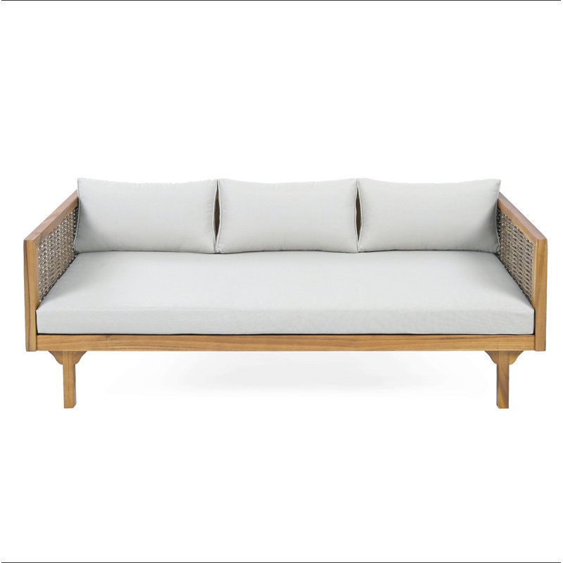 Claremont 3 Seater Daybed With Rattan Arms, Gray