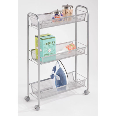 Chariot utilitaire roulant en acier à 3 niveaux avec tablettes pour panier pour la salle de lavage, le garage, la salle de bain et l'organisation du vestibule