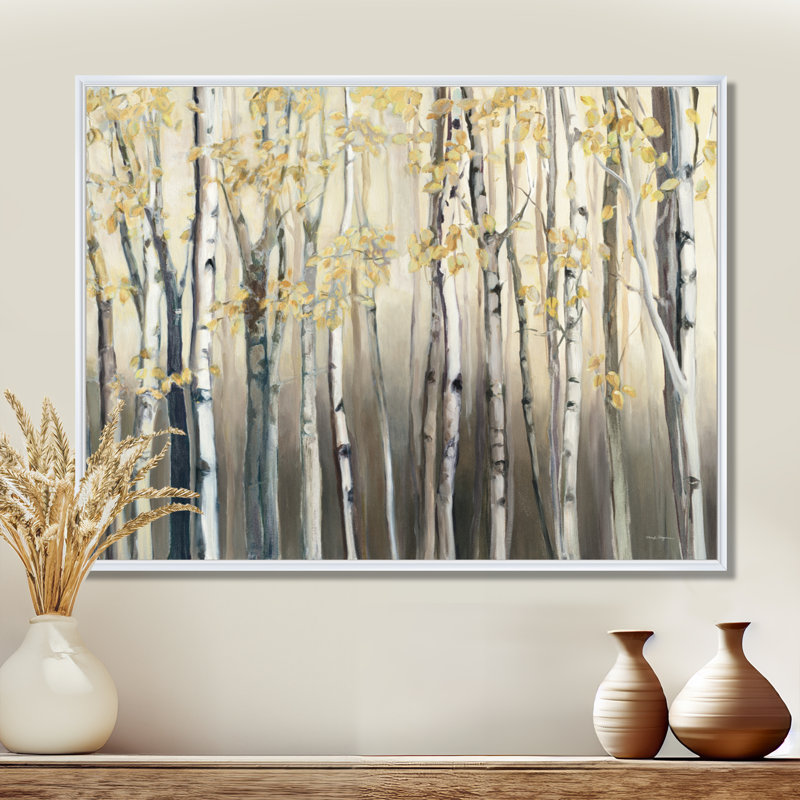 Forêt de bouleaux, art mural, impression de paysage de forêt dorée - Forêt de bouleaux dorés I, H 30 po x l 40 po