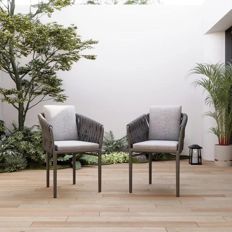 Ensemble de 2 chaises d'extérieur modernes en osier noir
