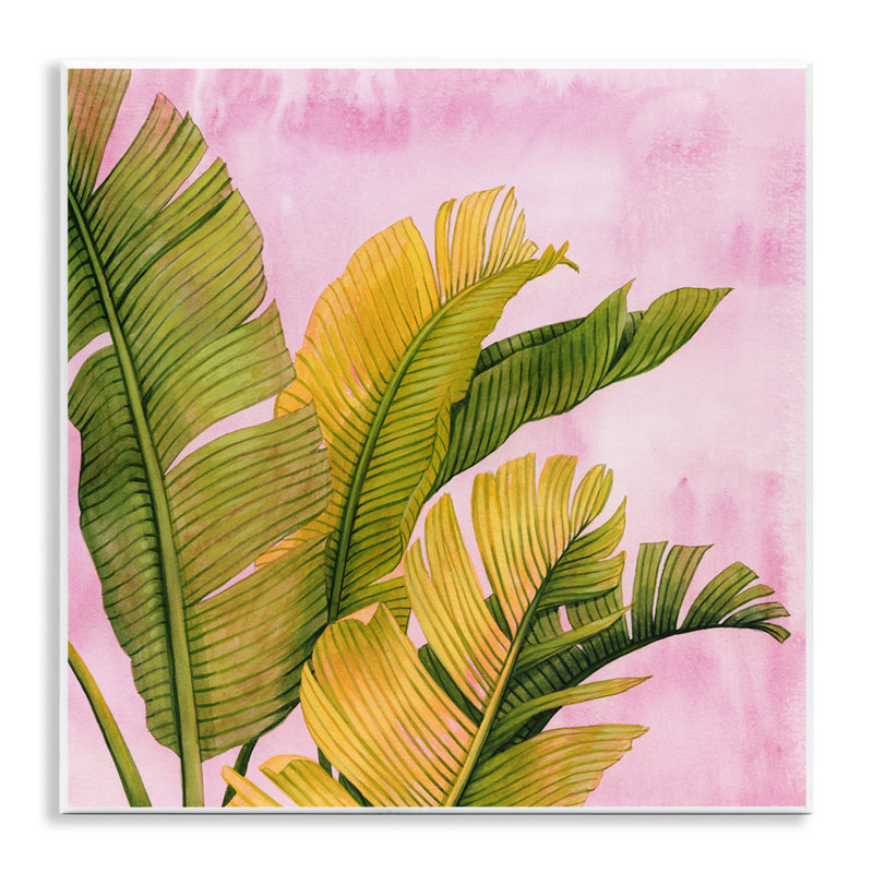 Art mural sur feuilles de bananier tropical, design par Grace Popp
