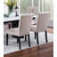 Upholstered Soft Fabric 2Pc Dining Chairs Channel Tufting Neutral Tone Side Chair Black Wooden Legs Dining Room