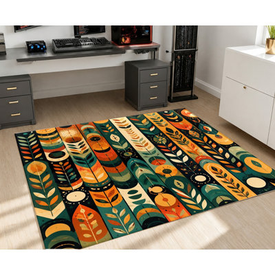Tapis à motif floral abstrait Boho