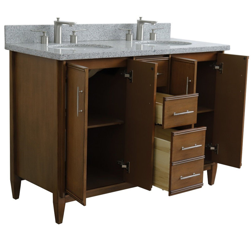 Ensemble de meuble-lavabo double 49 po Haydel, gris
