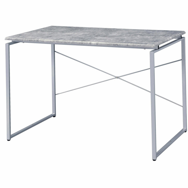 Bureau d'écriture gris et argent avec base en métal