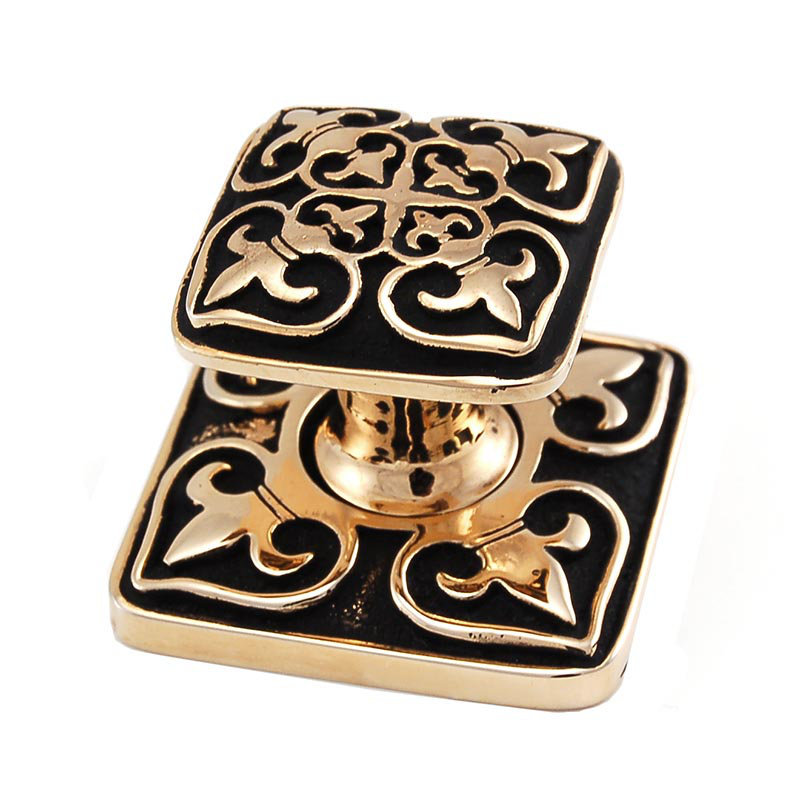 Fleur de Lis 1.62" Square Knob, Antique Gold