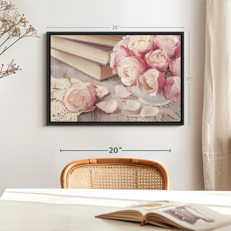 Floral et botanique «romans et roses, reproduction sur toile», H 17 po x l 25 po