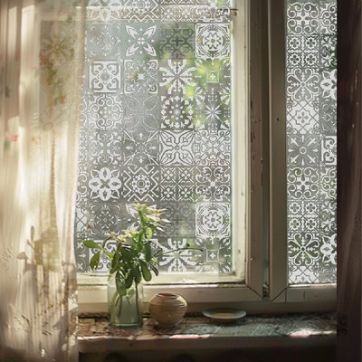Retro Tile Design Non-Wall Damaging Window Decal
