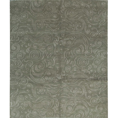 Hand-Knotted High-Quality Green Area Rug