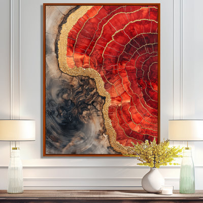Cristaux de rubis et glissade sur bois Energy IV - impressions sur toile