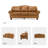 Genuine Leather 3-Piece Living Room Sectional Sofa with Leather Ottoman-91296550