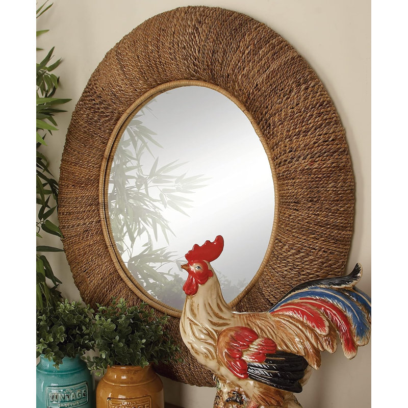 Miroir mural en rotin 35 po x 3 po x 35 po, brun