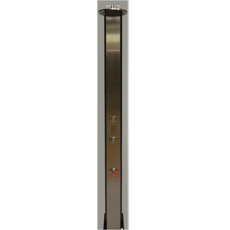Alef Solar Powered Stainless Steel Wall Mounted Outdoor Shower and Footwash Spout