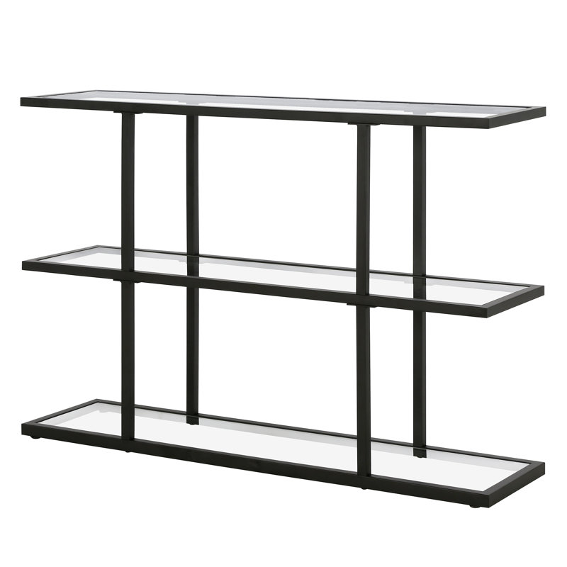 106.7cm Glass Top Console Table, Black